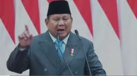 Presiden Prabowo Subianto saat berpidato pada sidang tahunan MPR bersama DPR dan DPD di komplek parlemen, Jumat 15/08/2025