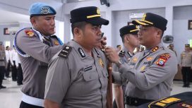 Kapolres Rohil Pimpin Apel Launching Pamapta Polres Rokan Hilir. (Photo : Ilyas)