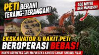 Heboh! PETI Gunakan Ekskavator Beroperasi Hanya 400 Meter dari Mapolsek Singingi Hilir